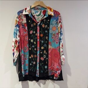 John Mark Floral Embroidered Multicolor Women's Top